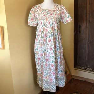 Vintage SUTA Floral Dress PinTuck Nepal BREEZY FUN Cottage Core  Ruffle Flounce